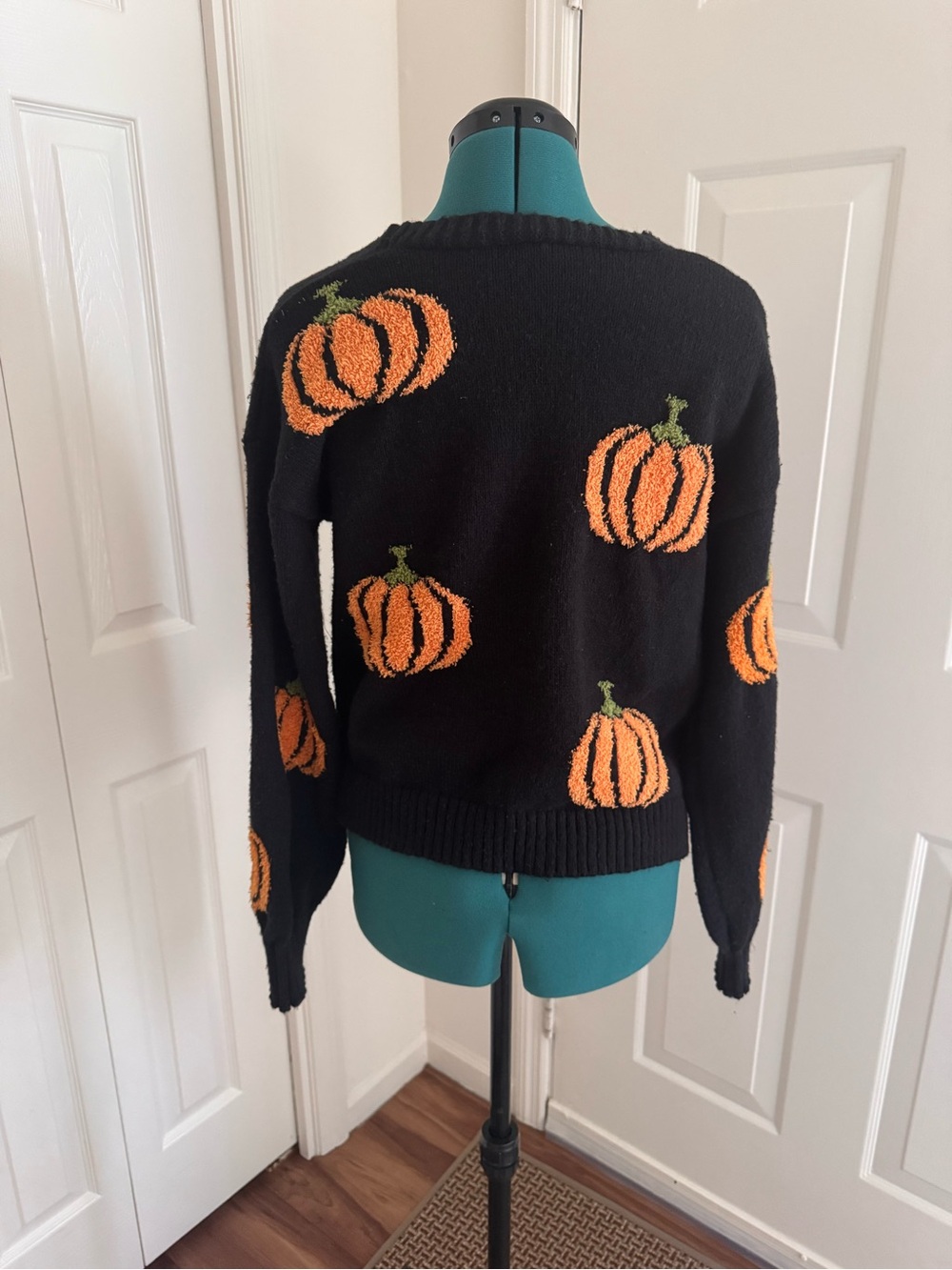 Black Pumpkin Knit Cardigan Sweater - Picture 5 of 9